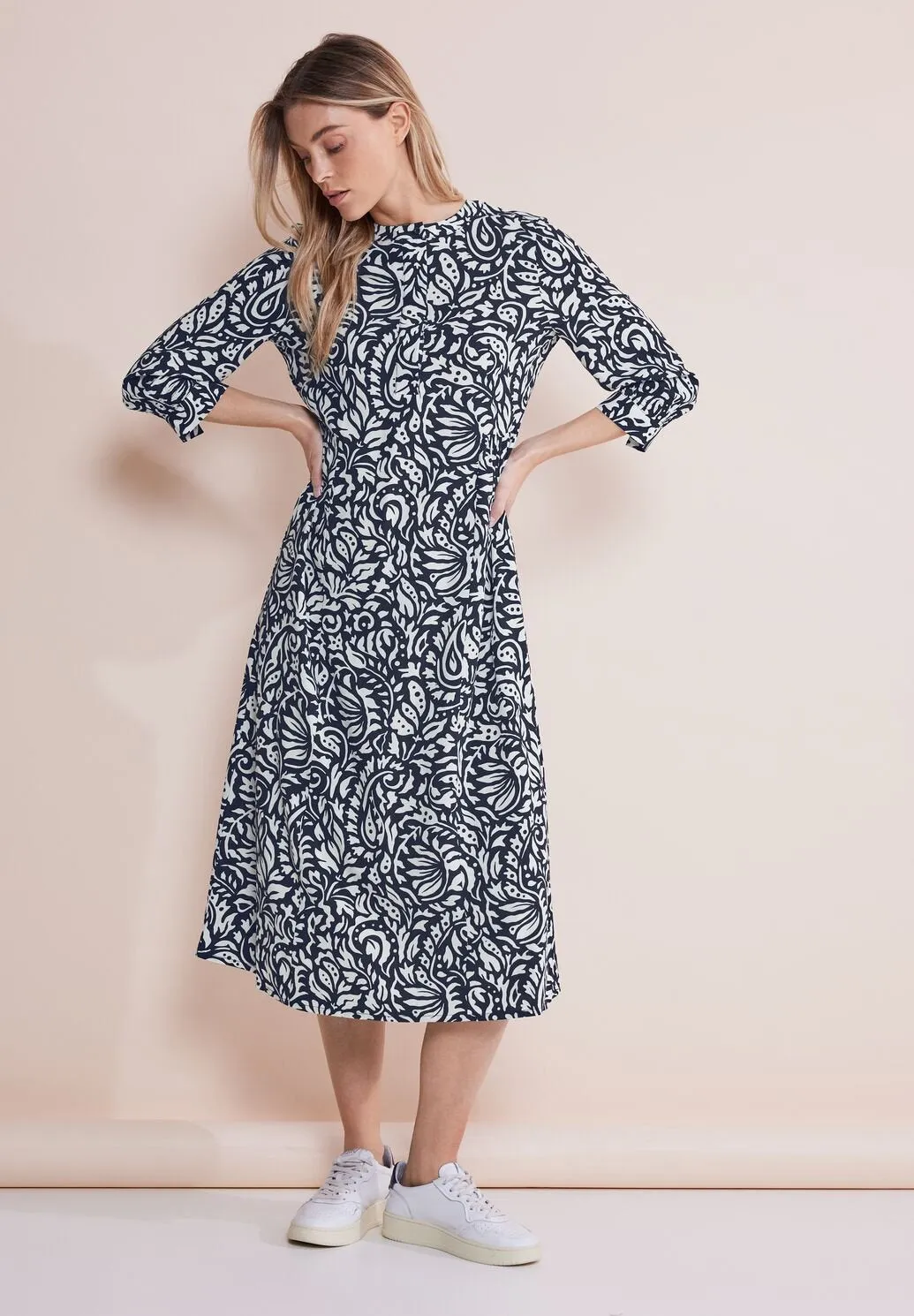 143909- Paisley Print Midi Dress- Navy Mix- Street One