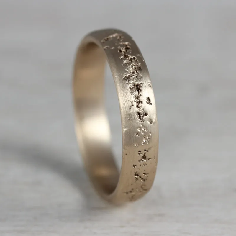 14k Yellow Gold 4mm Concrete Band