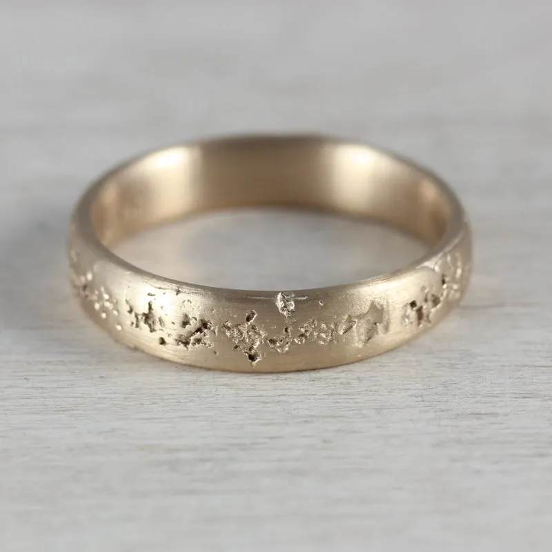 14k Yellow Gold 4mm Concrete Band