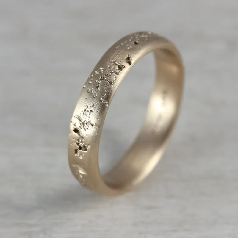 14k Yellow Gold 4mm Concrete Band