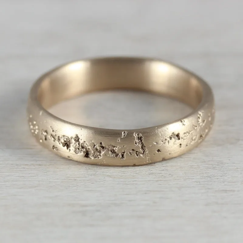 14k Yellow Gold 4mm Concrete Band