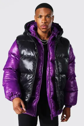 2 In 1 High Shine Puffer And Gilet | boohooMAN UK