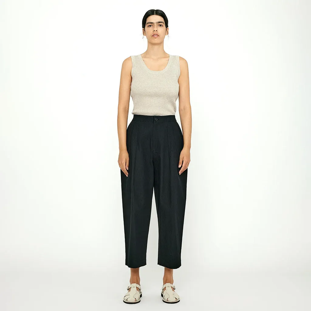 7115 By Szeki Unisex Pleated Pants Black Stripe Edition