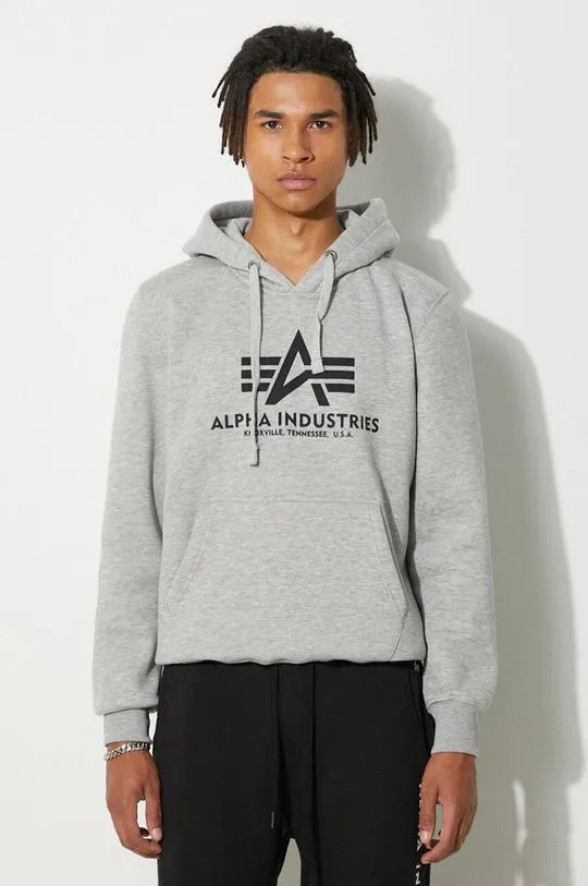 Alpha Industries sweatshirt Basic Hoody men's gray color 178312.17