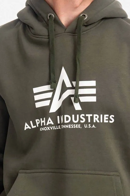 Alpha Industries sweatshirt Basic Hoody men's green color 178312.142