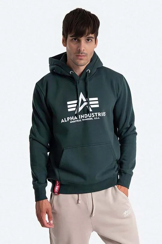 Alpha Industries sweatshirt Basic Hoody men's green color 178312.610