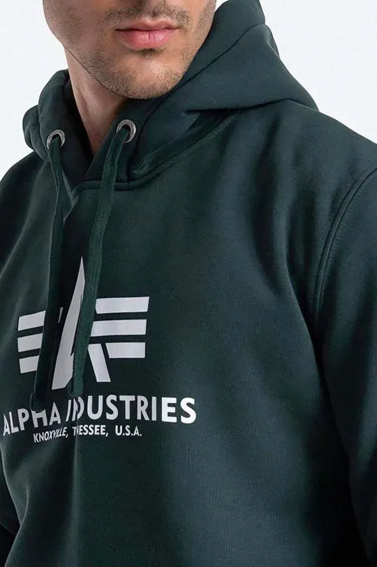 Alpha Industries sweatshirt Basic Hoody men's green color 178312.610