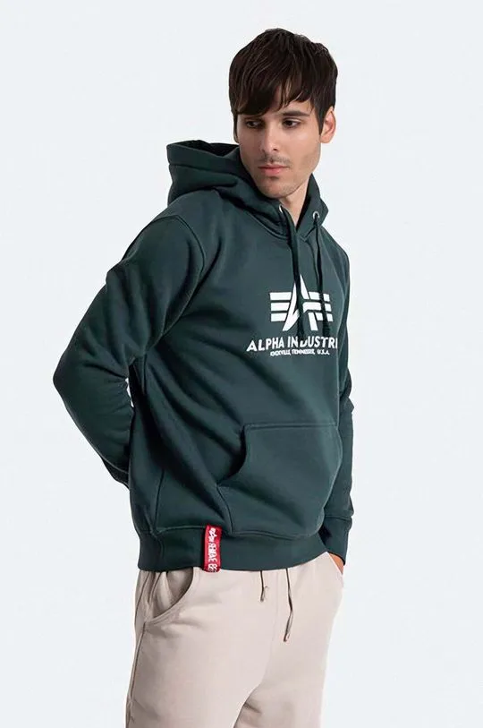 Alpha Industries sweatshirt Basic Hoody men's green color 178312.610