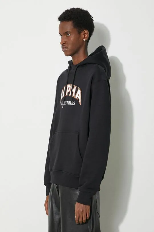 Alpha Industries sweatshirt College Hoody men's black color 146331