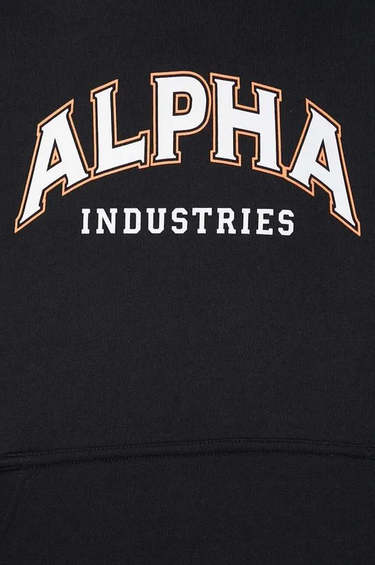 Alpha Industries sweatshirt College Hoody men's black color 146331