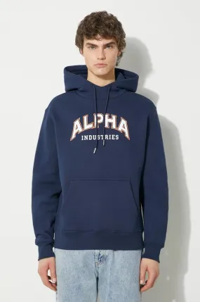 Alpha Industries sweatshirt College Hoody men's navy blue color 146331