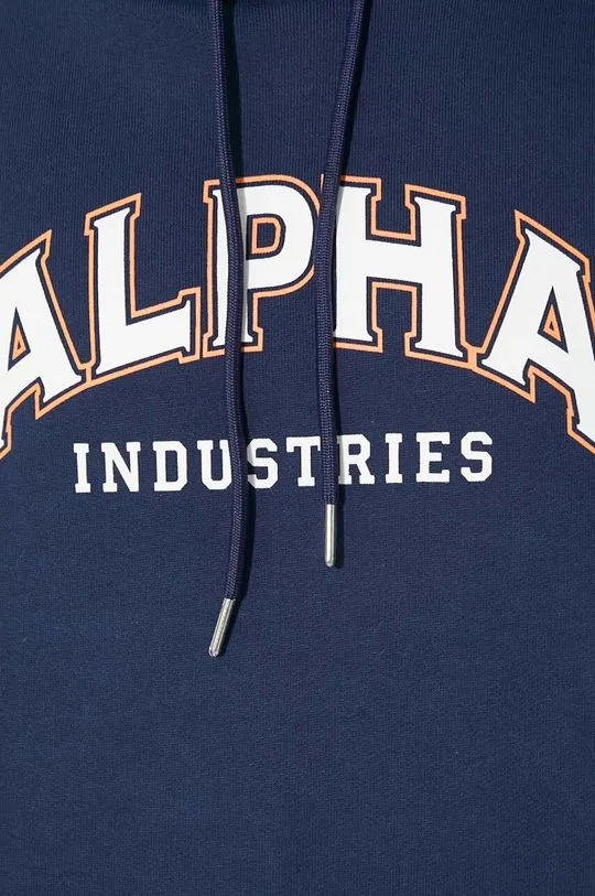 Alpha Industries sweatshirt College Hoody men's navy blue color 146331