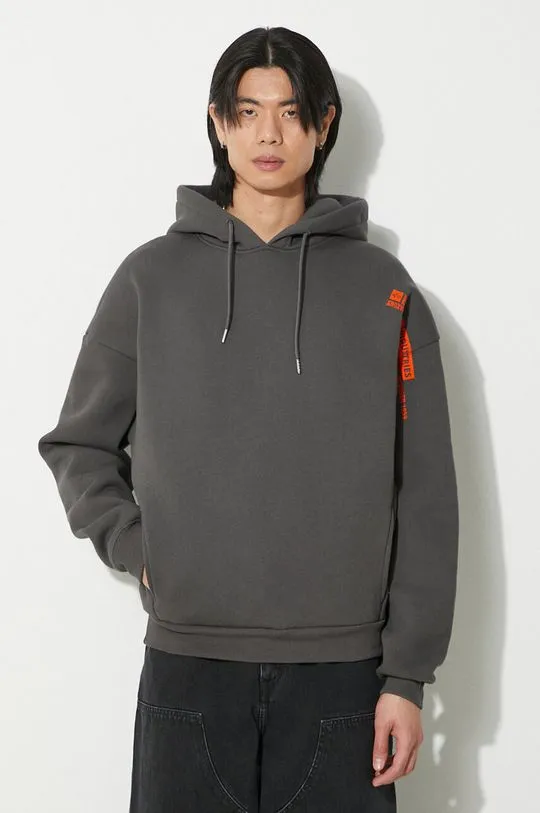 Alpha Industries sweatshirt Flock Logo Hoody men's gray color 146340