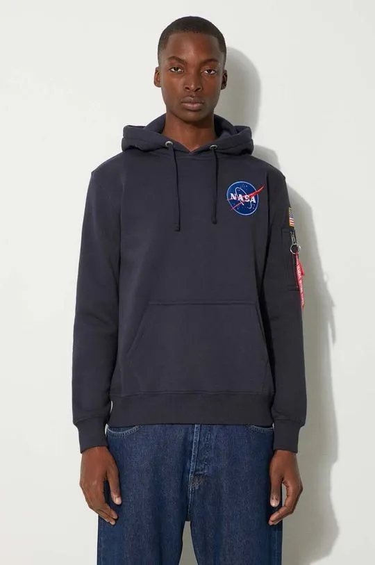 Alpha Industries sweatshirt Space Shuttle Hoody men's navy blue color 178317.07