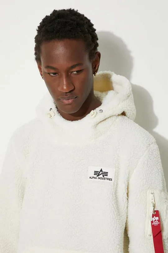 Alpha Industries sweatshirt Teddy Hoody men's beige color