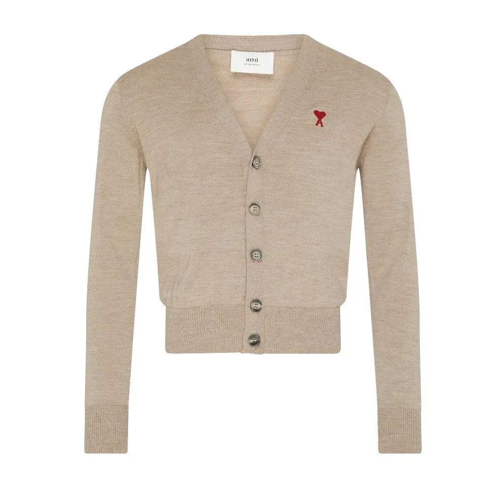 AMI PARIS  |Heart Unisex Wool Plain Logo Designers Cardigans