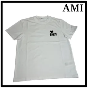 AMI PARIS  |Unisex Street Style Logo Designers T-Shirts