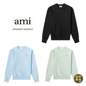 AMI PARIS  |Unisex Street Style Plain Cotton Logo Designers Sweatshirts