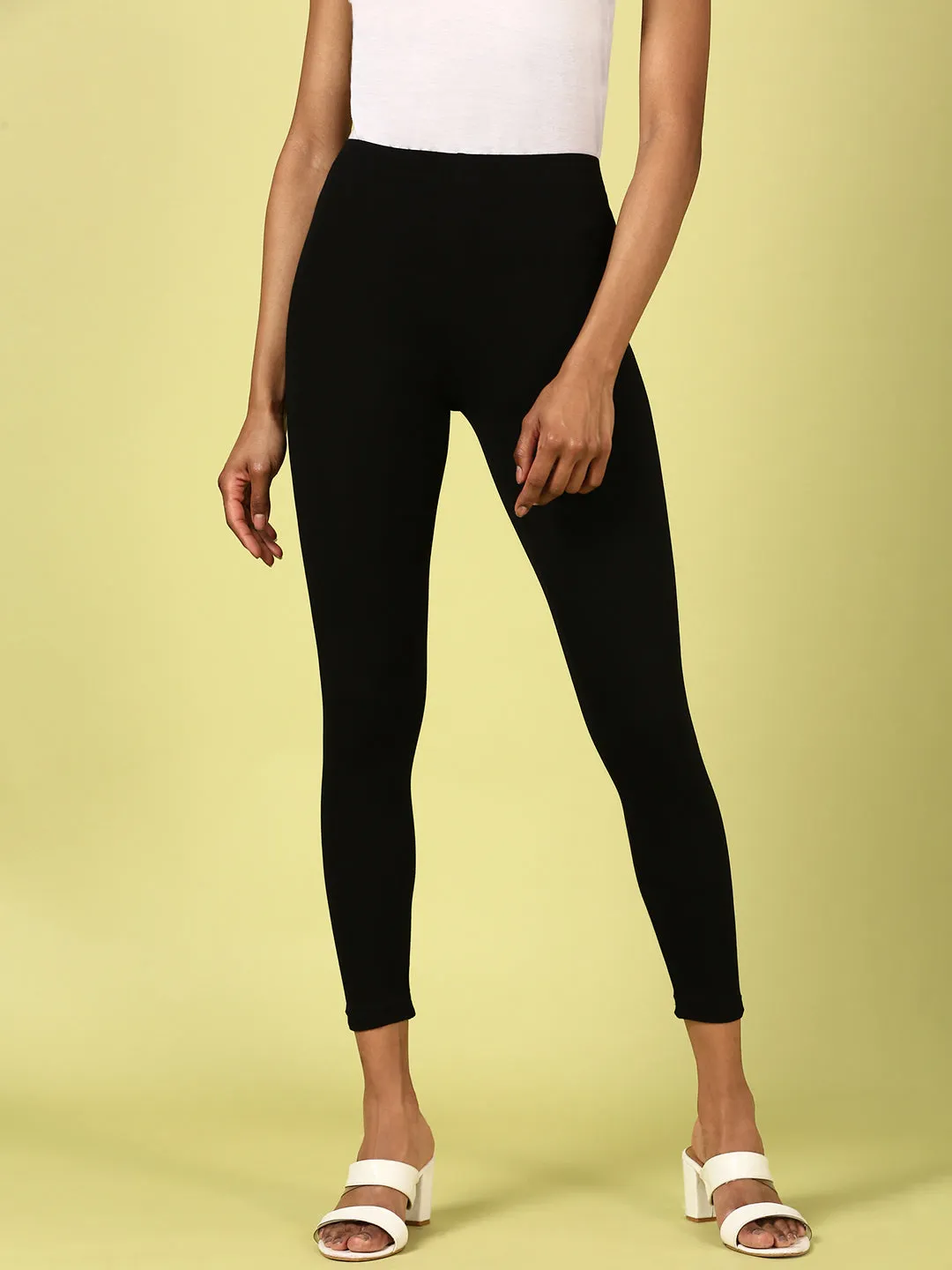 Ankle Length Leggings Cotton-Black