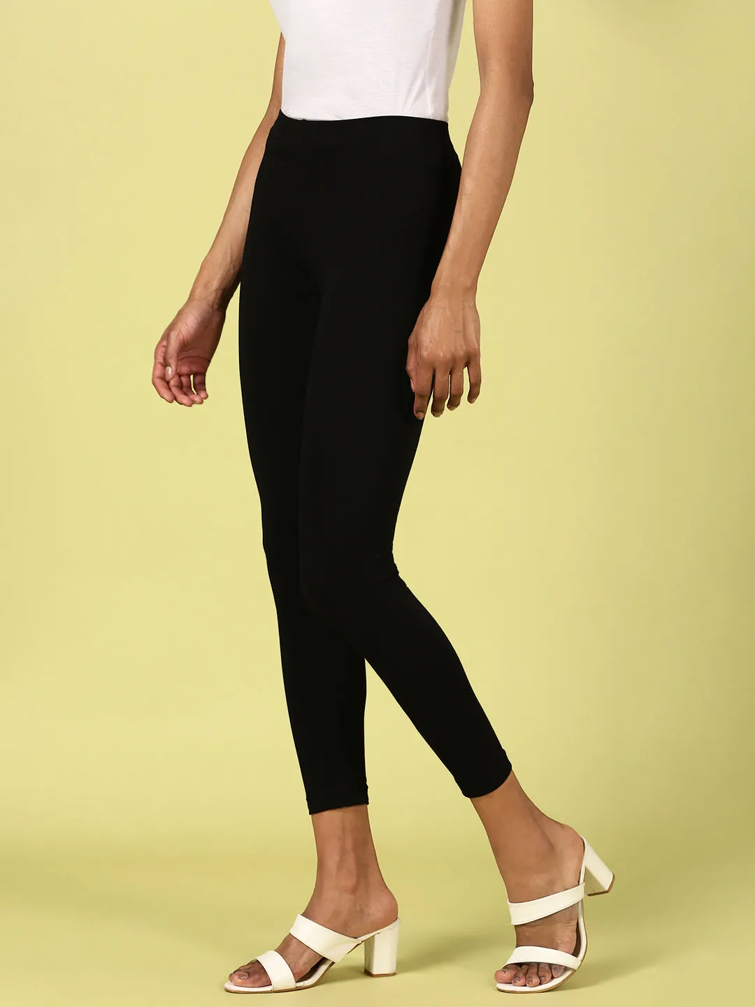 Ankle Length Leggings Cotton-Black