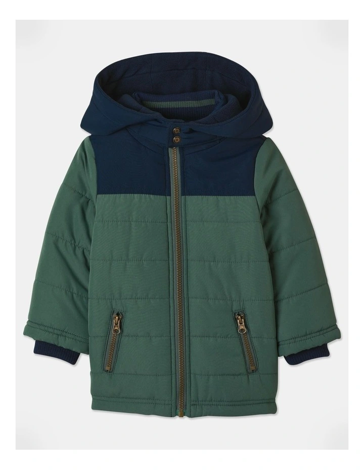 Ari Puffer Jacket in Dark Green