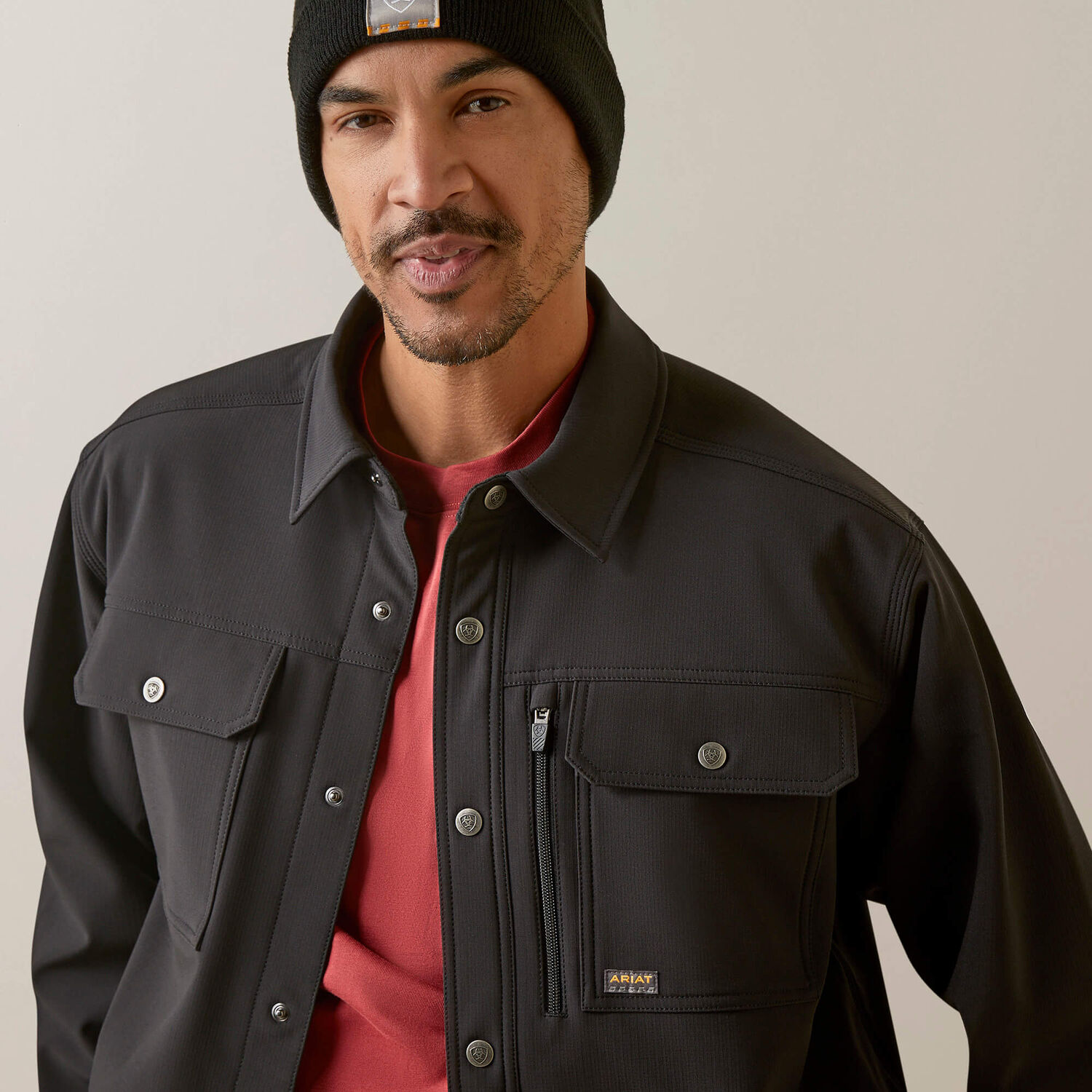 Ariat Men's Rebar DuraStretch Utility Softshell Shirt Jacket in Black