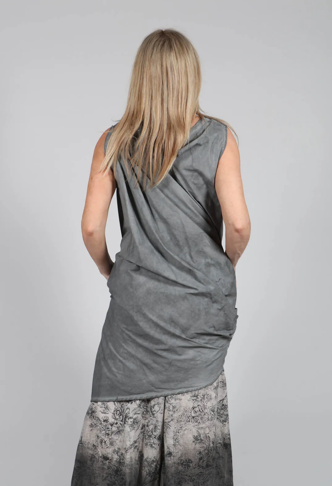 Asymmetrical Dress in Tela Paracadute Tinto Freddo Grey Storm