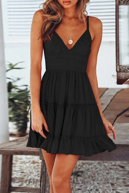 Backless Layers Boho Mini A-Line Dress