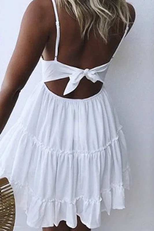 Backless Layers Boho Mini A-Line Dress