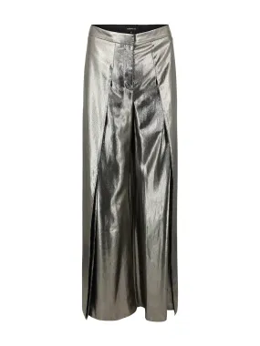 Barbara Bui Lamé Split Leg Culotte Trousers in Platinum