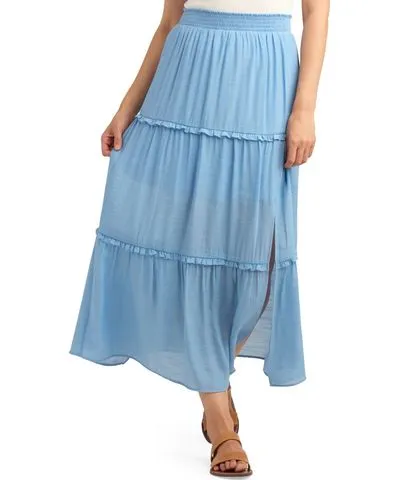 BCX Juniors' Tiered Maxi Skirt With Smocked Waistband