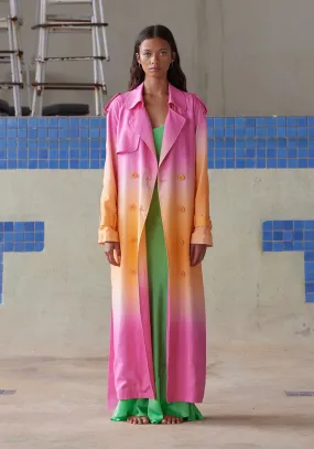 BEATRIX TRENCH COAT HOT PINK/NEON ORANGE OMBRE