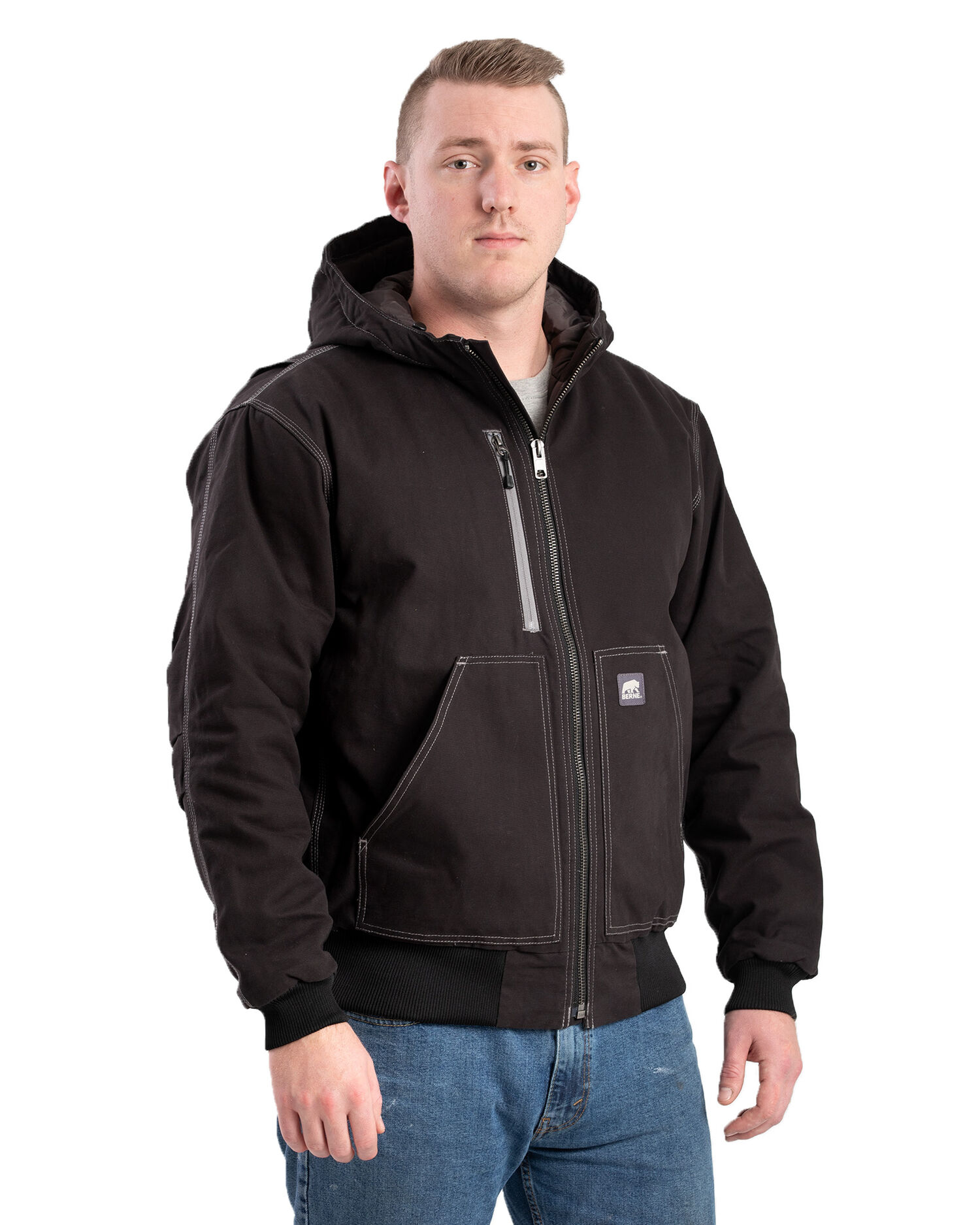 Berne Men's Modern Hooded Jacket in Black