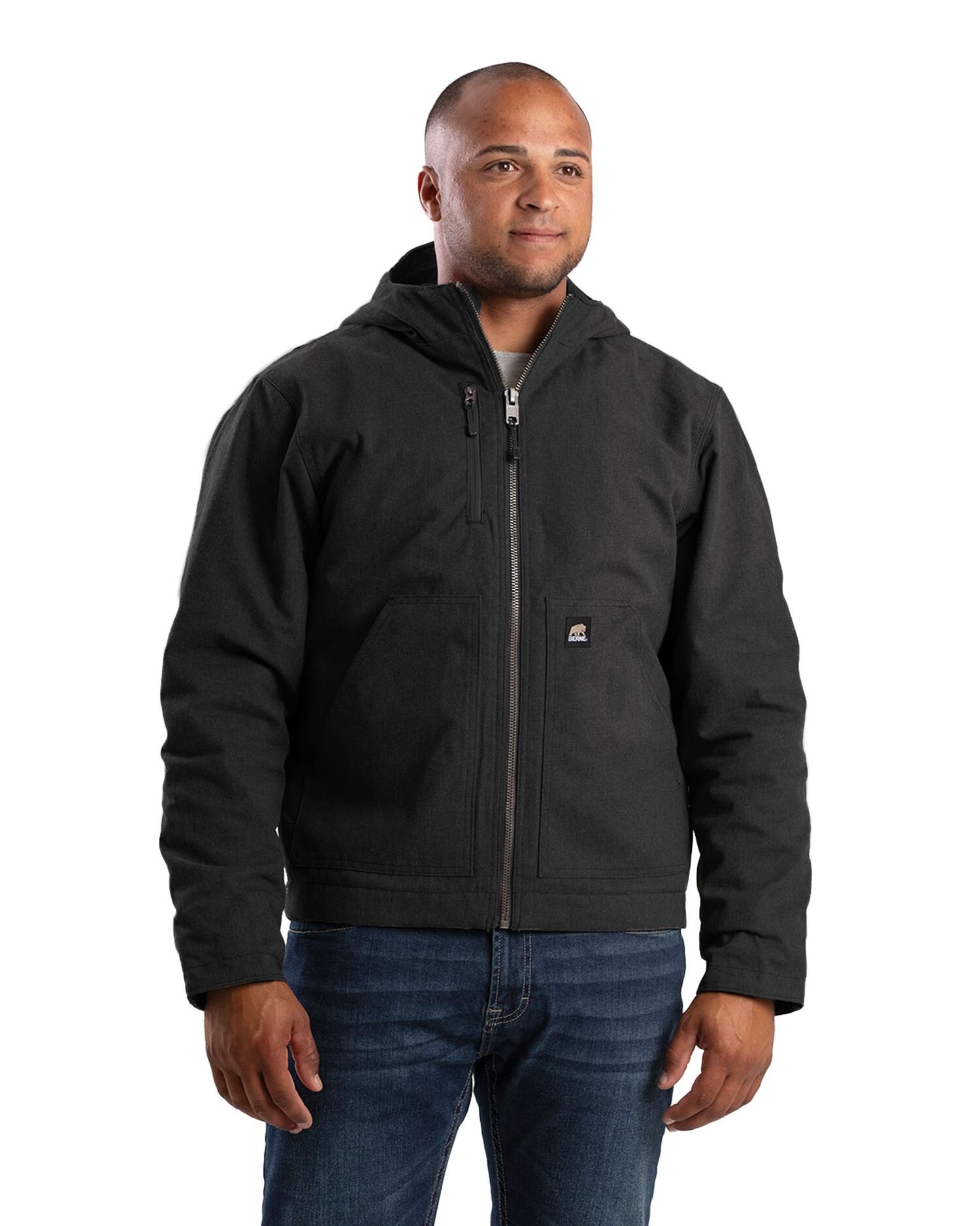 Berne Men's Workman's Hooded Jacket in Black