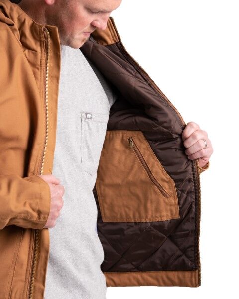 Berne Men's Workman's Hooded Jacket in Brown