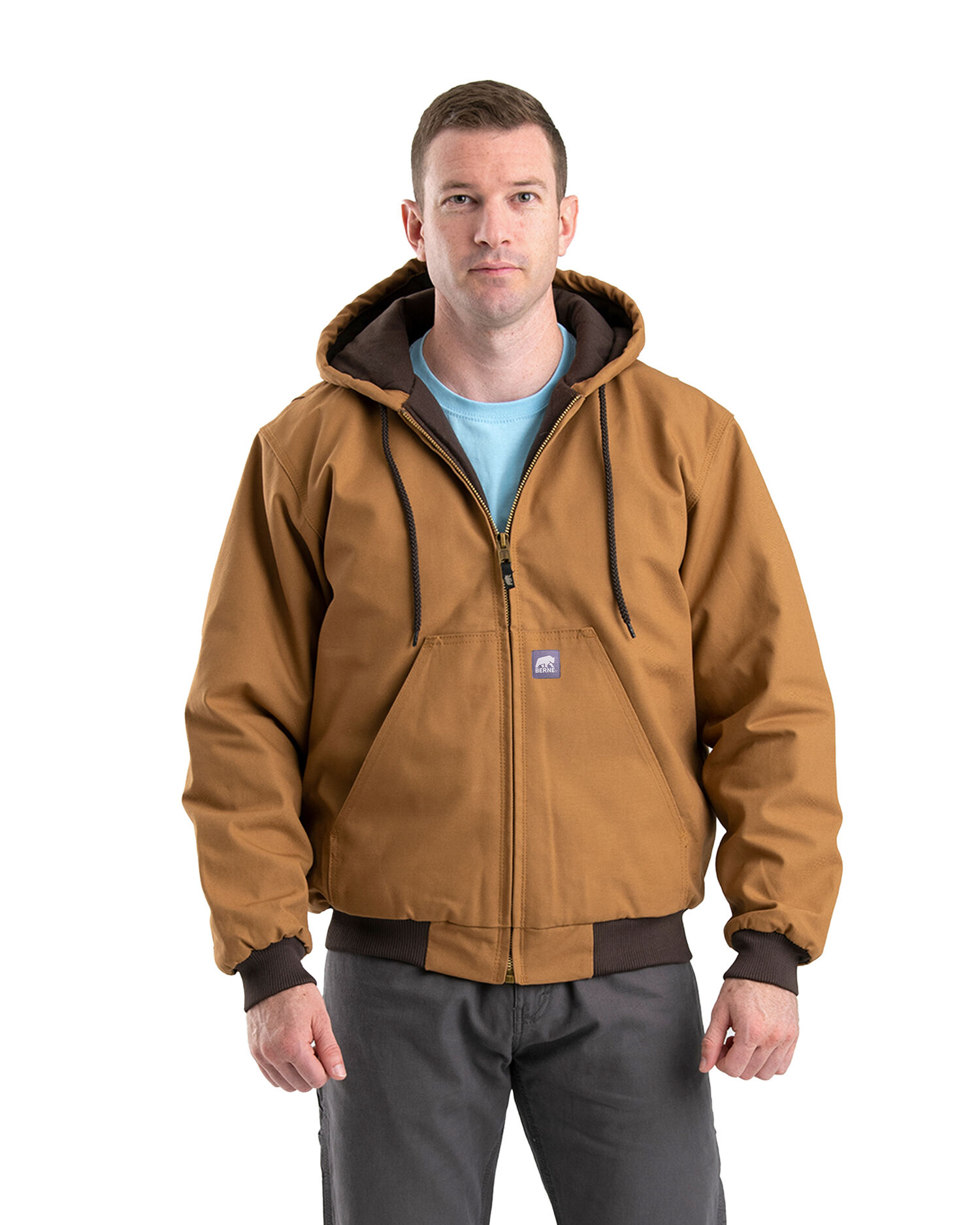 Berne Original Hooded Jacket in Brown Duck