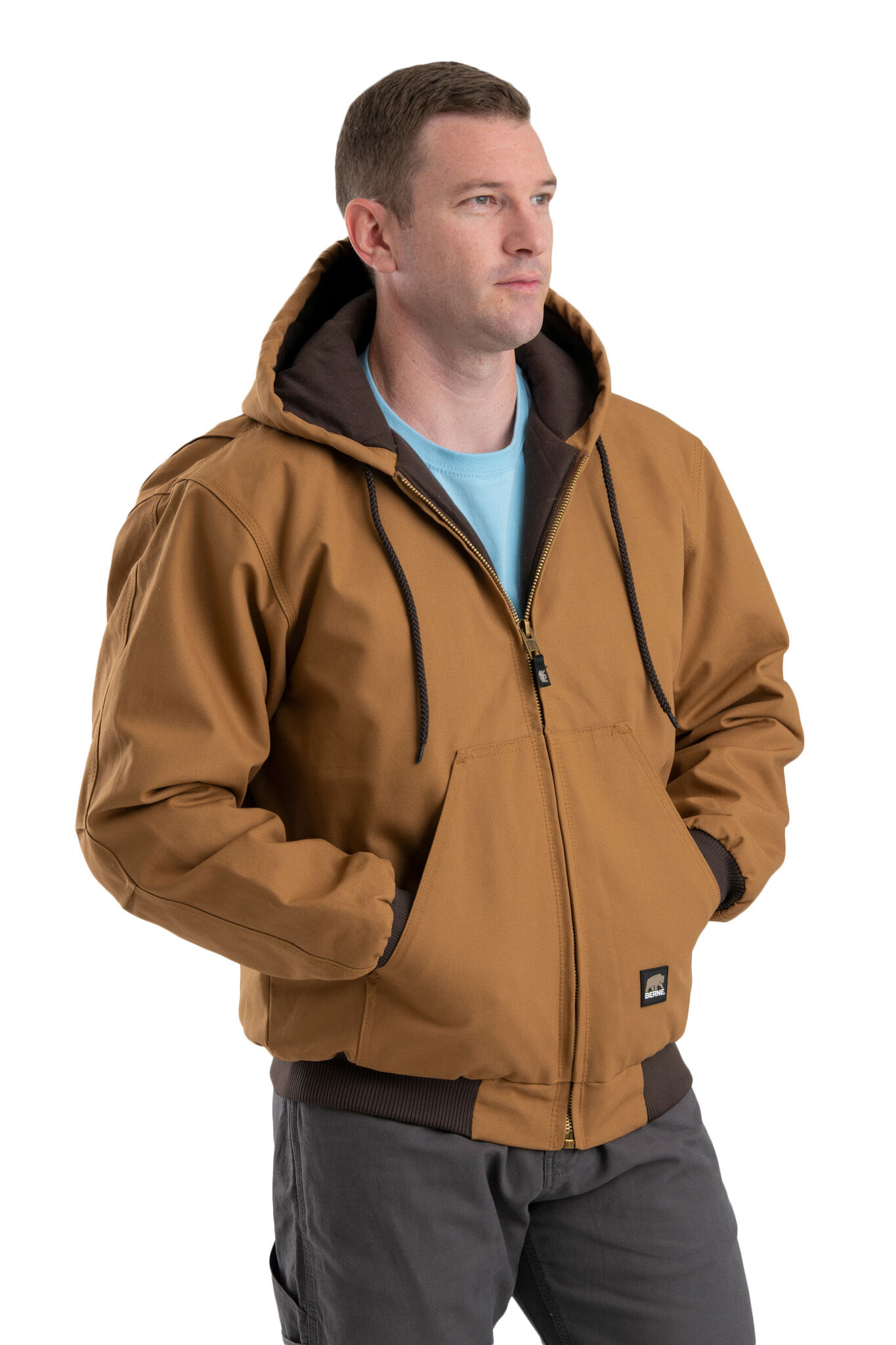 Berne Original Hooded Jacket in Brown Duck