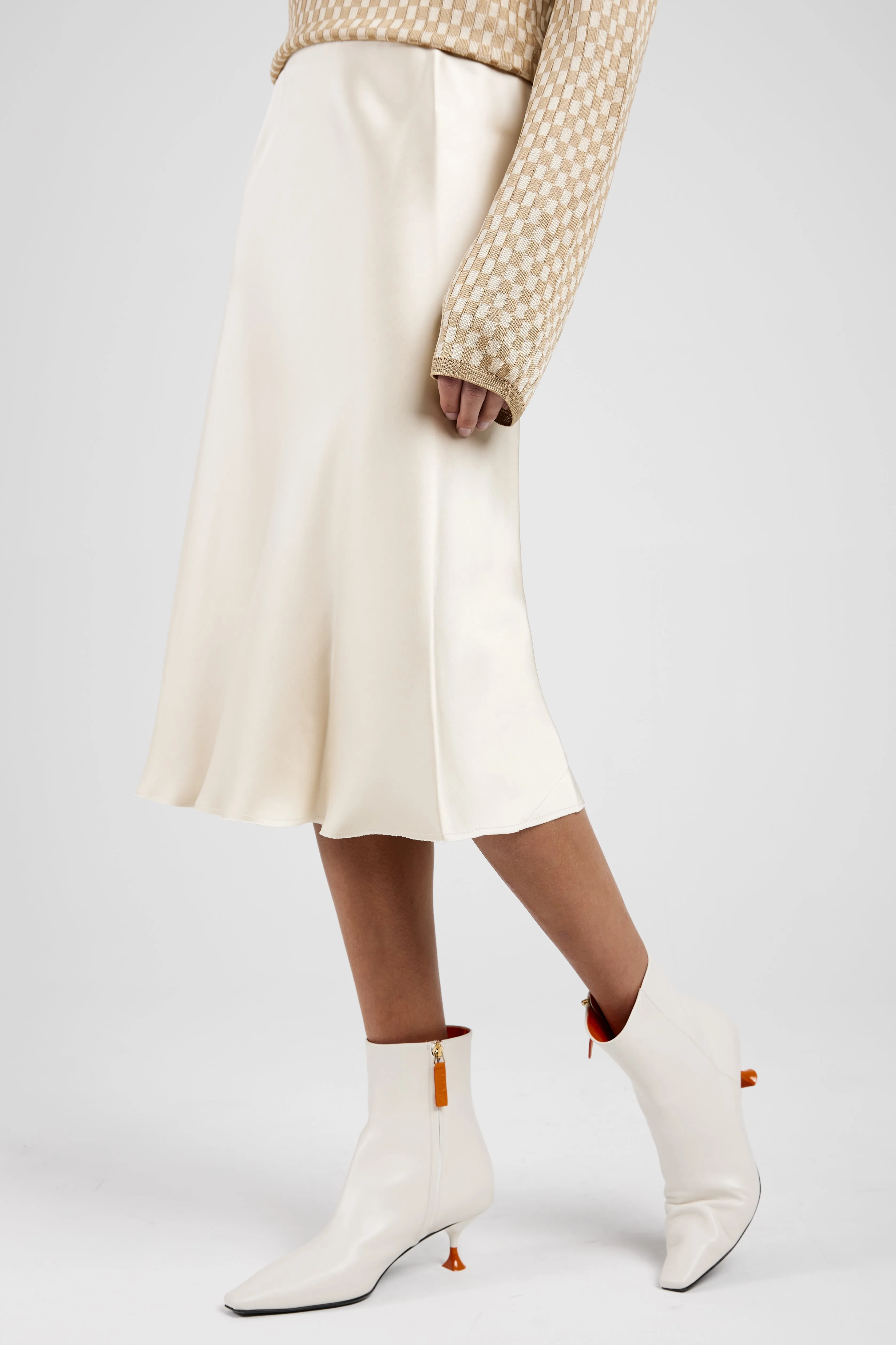 Bias-Cut Skirt in Beige