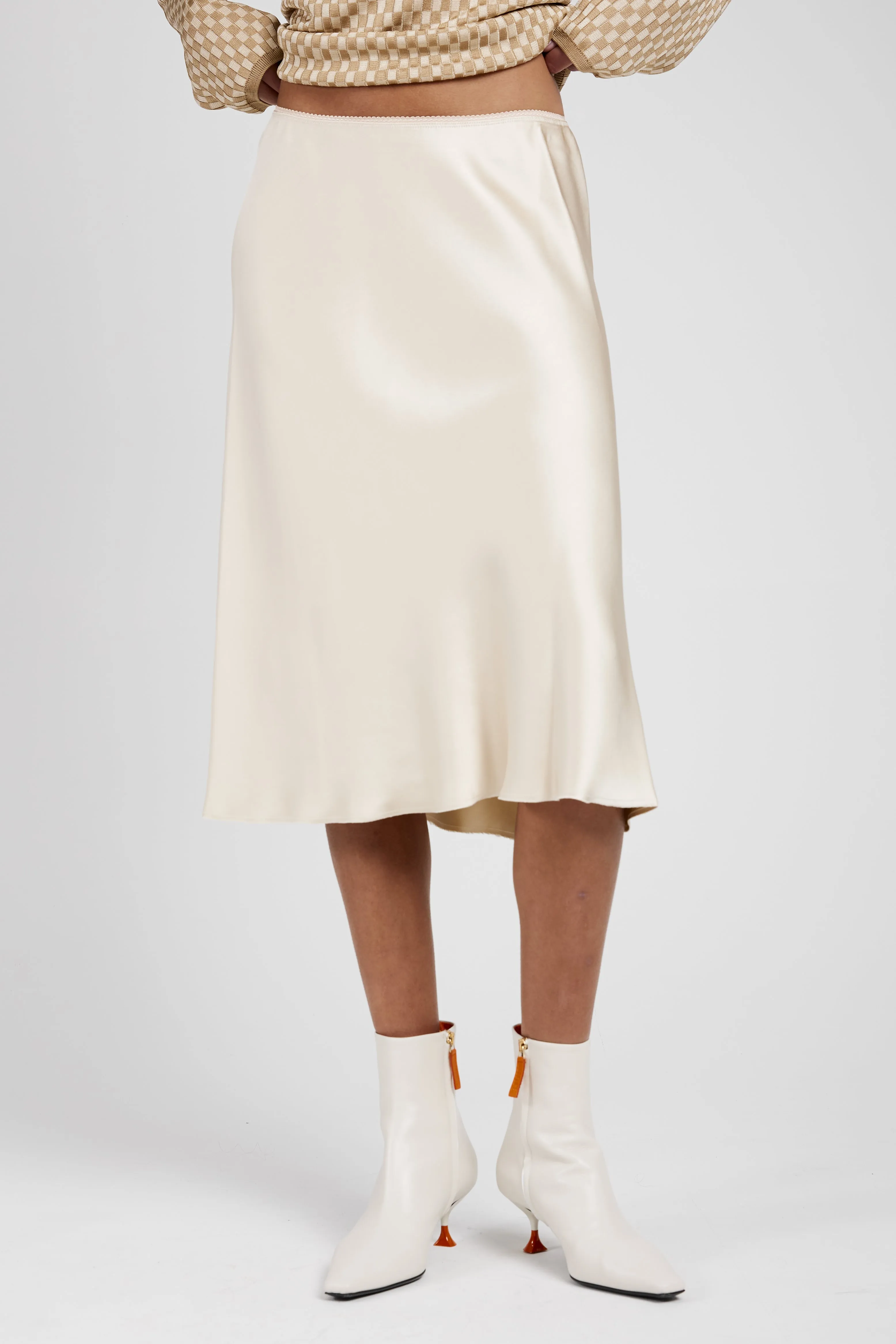 Bias-Cut Skirt in Beige