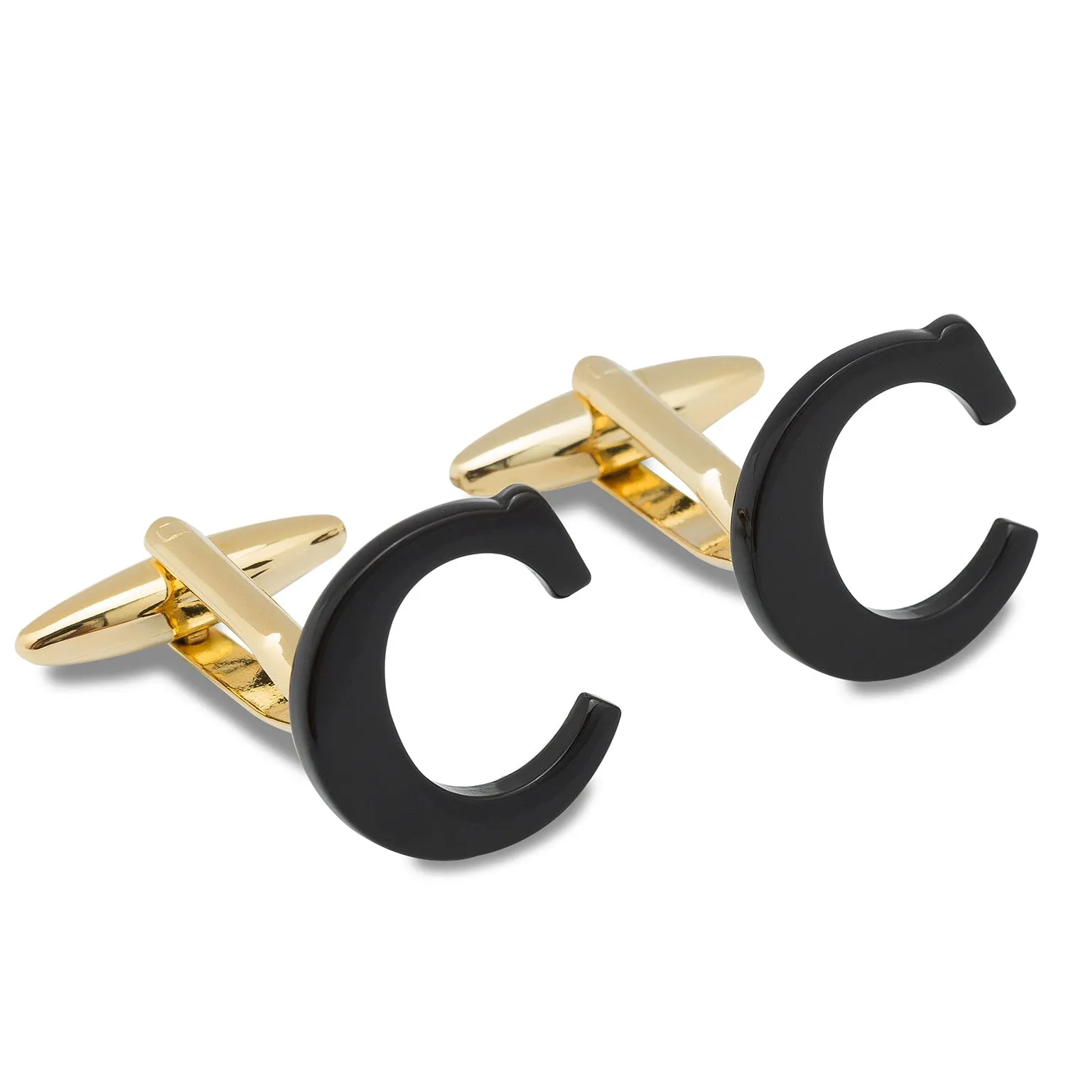 Black And Gold Letter C Cufflinks