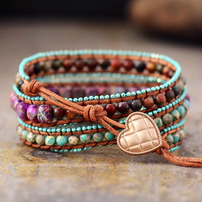 Bohemian Heart Wrap Bracelet