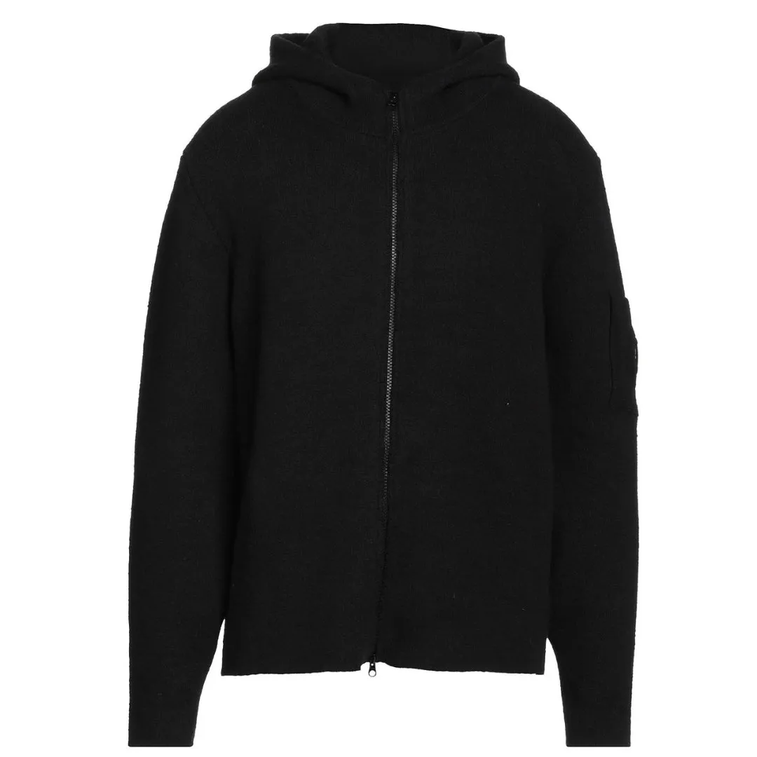 C P Company Lens Badge Black Zip Up Hoodie