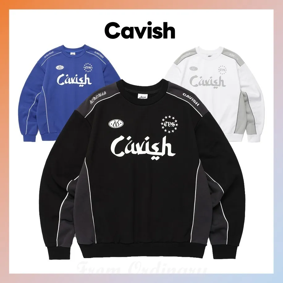 CAVISH  |Unisex Street Style Long Sleeves Logo Sweatshirts