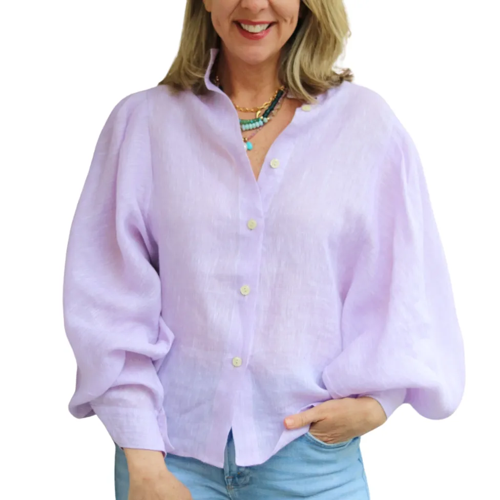 Claramonte Klaus Linen Long Sleeve Top - Lavender