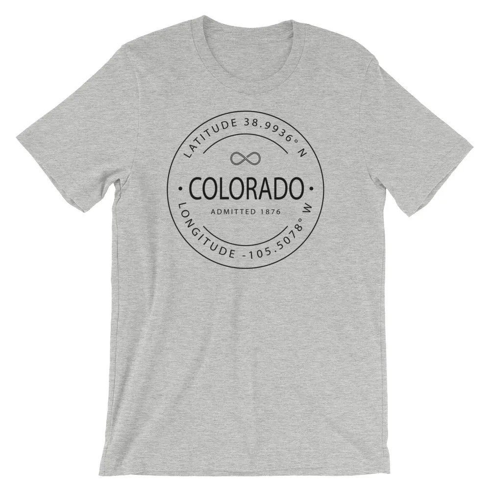 Colorado - Short-Sleeve Unisex T-Shirt - Latitude & Longitude