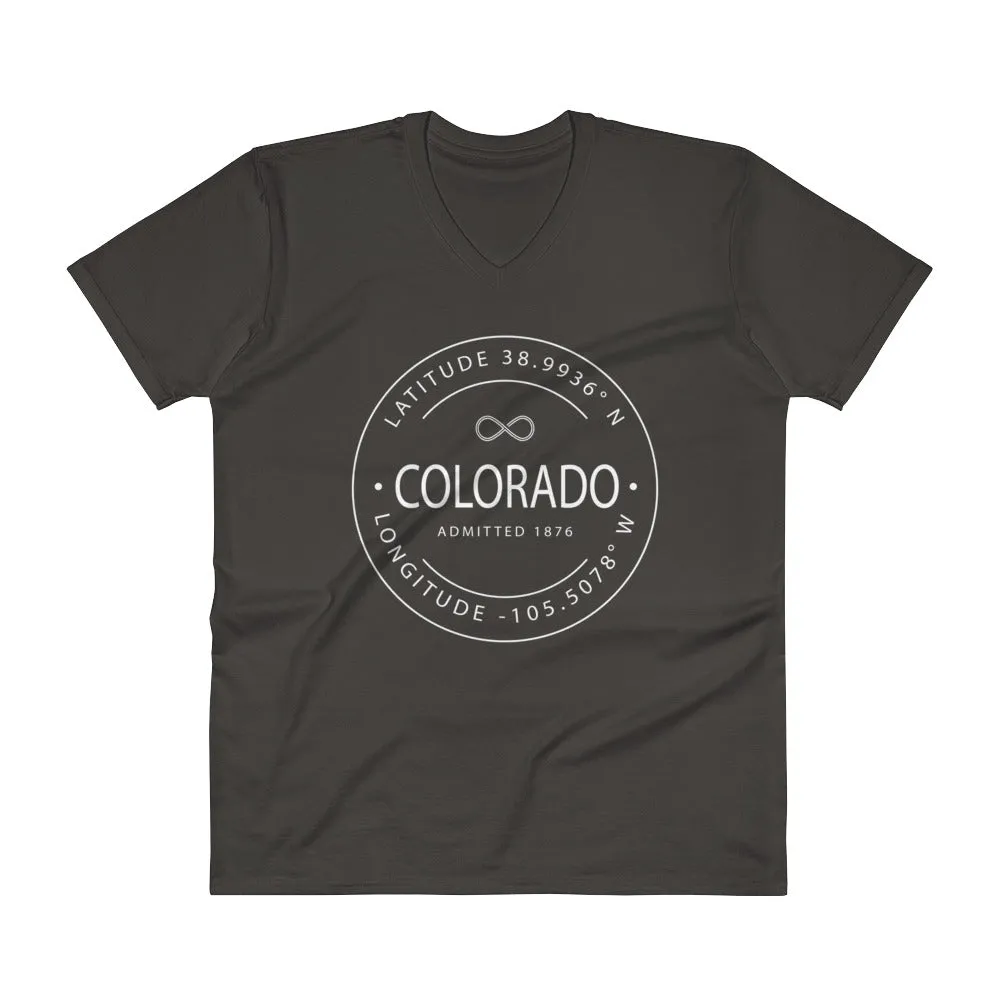 Colorado - V-Neck T-Shirt - Latitude & Longitude