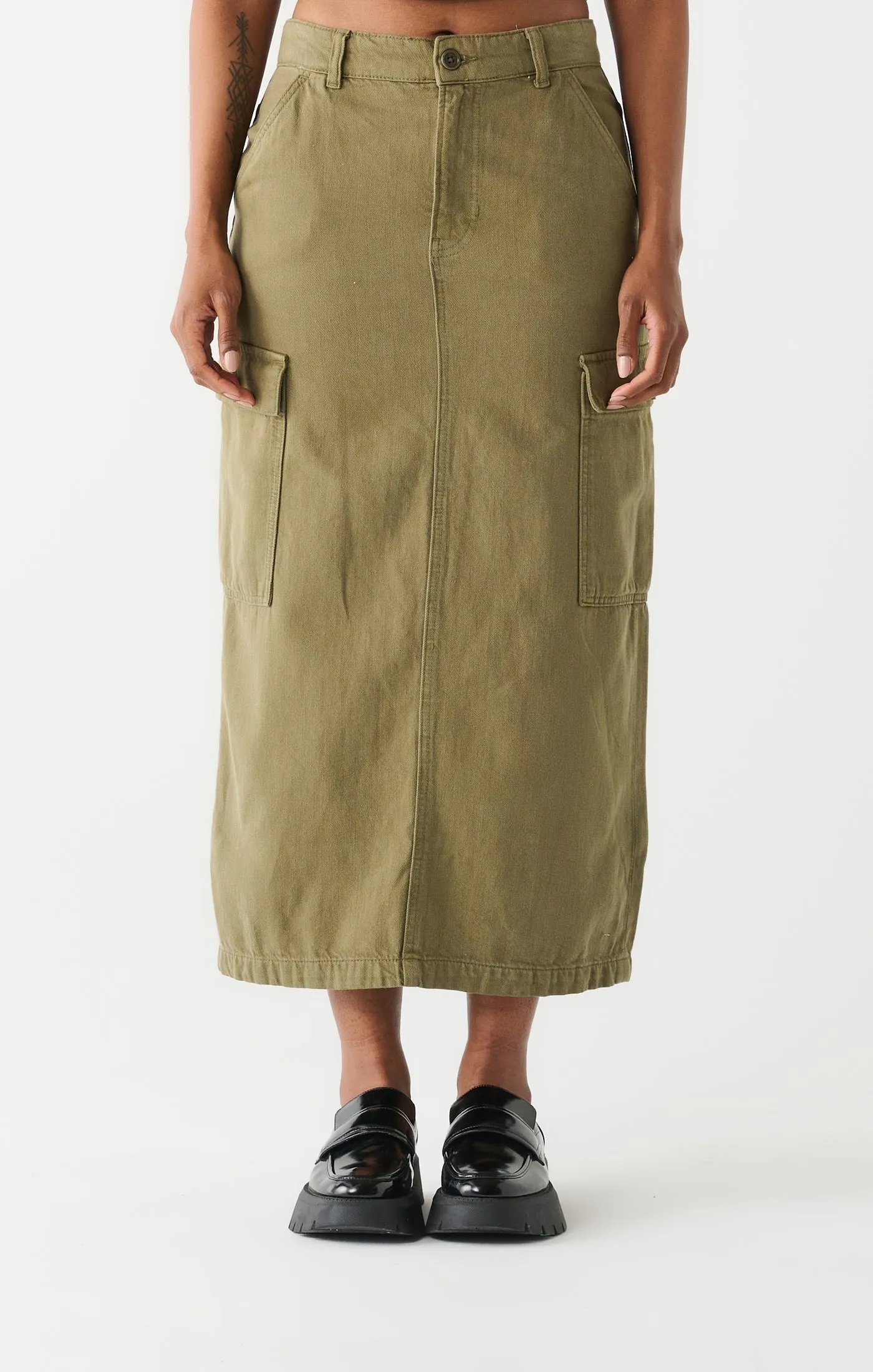 Dex Utility Maxi Skirt In Khaki Wash