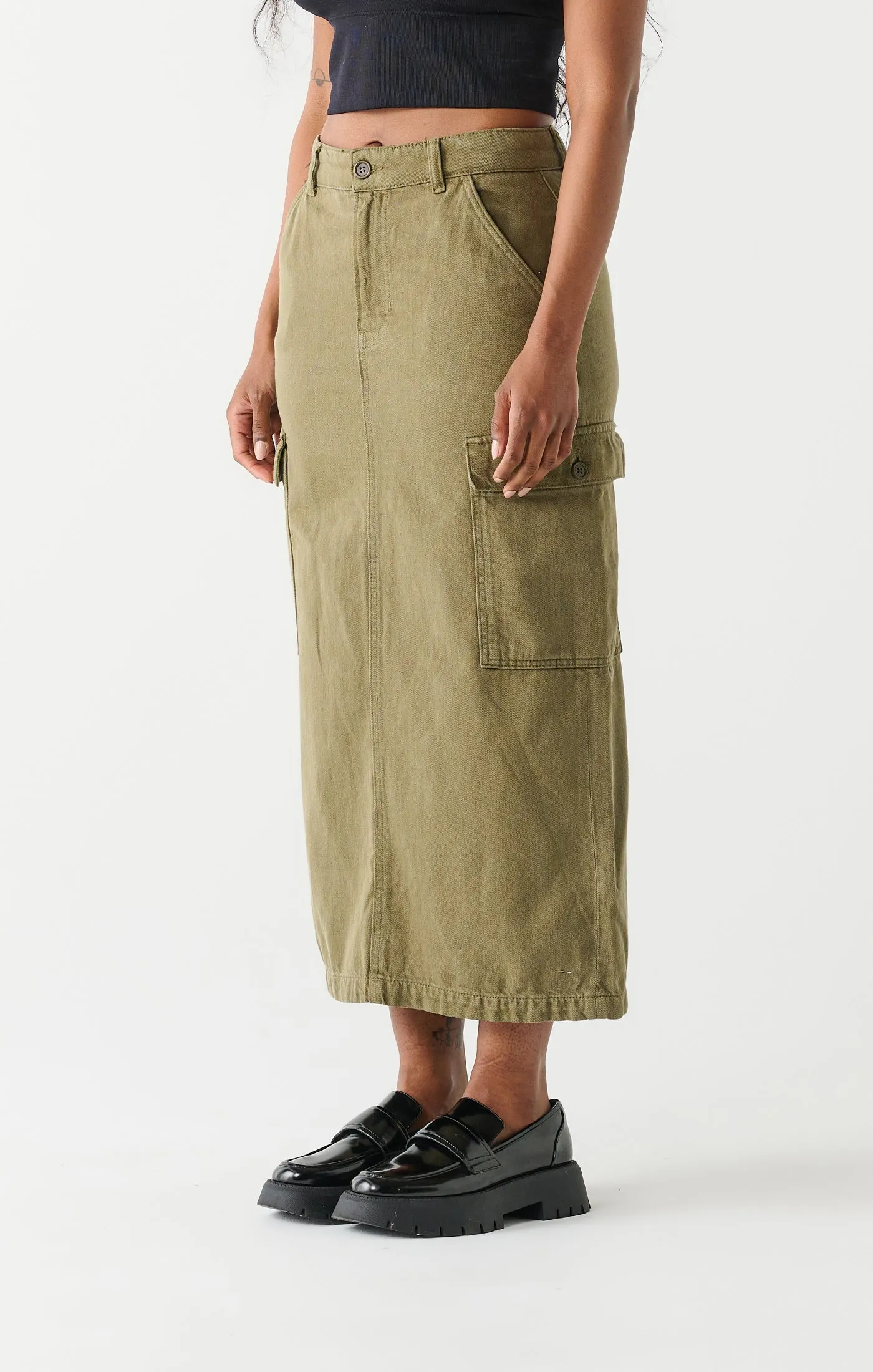 Dex Utility Maxi Skirt In Khaki Wash