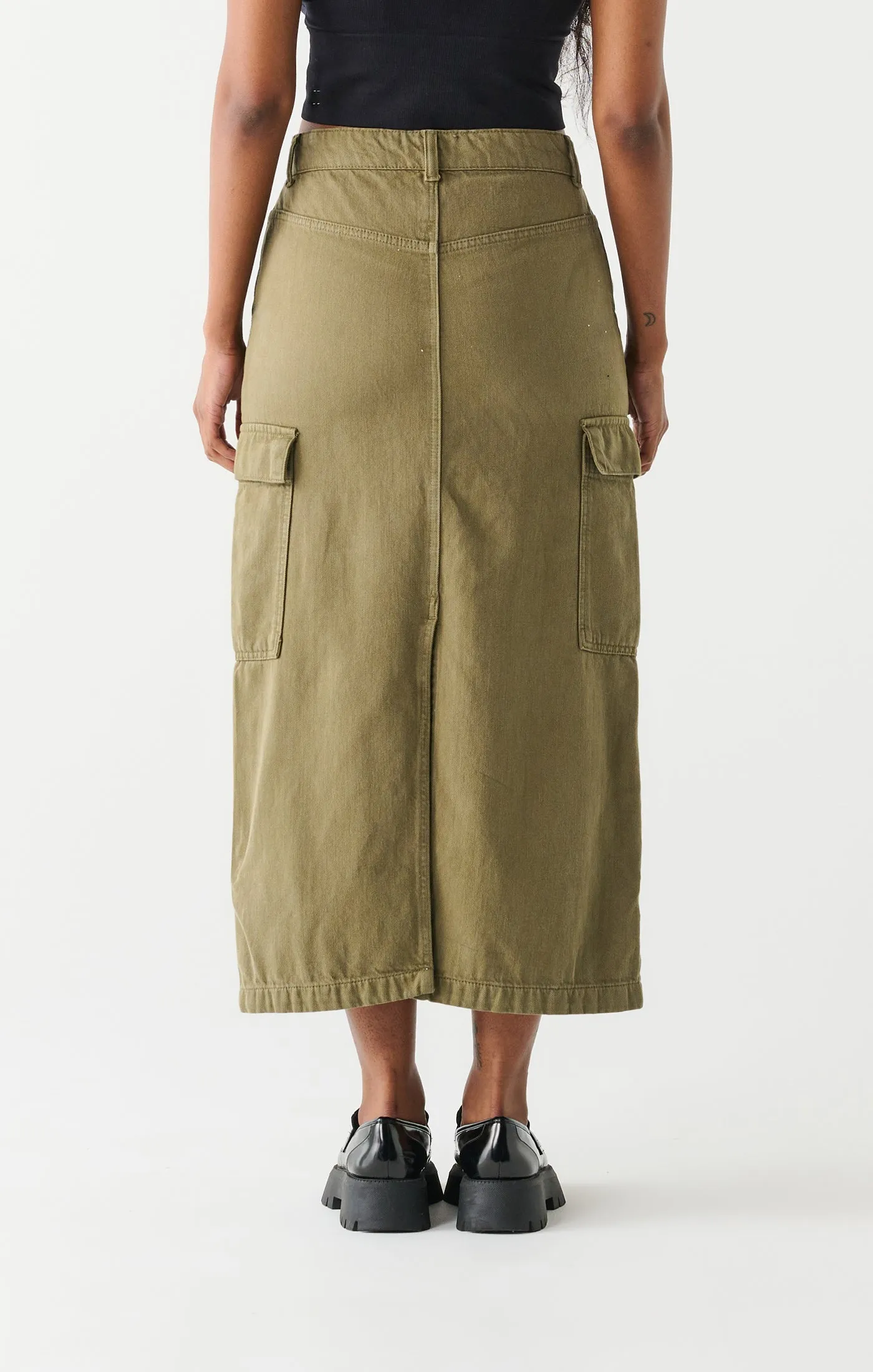 Dex Utility Maxi Skirt In Khaki Wash