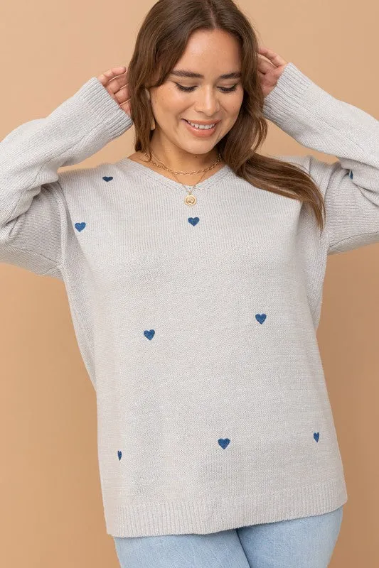 Embroidered Heart Sweater